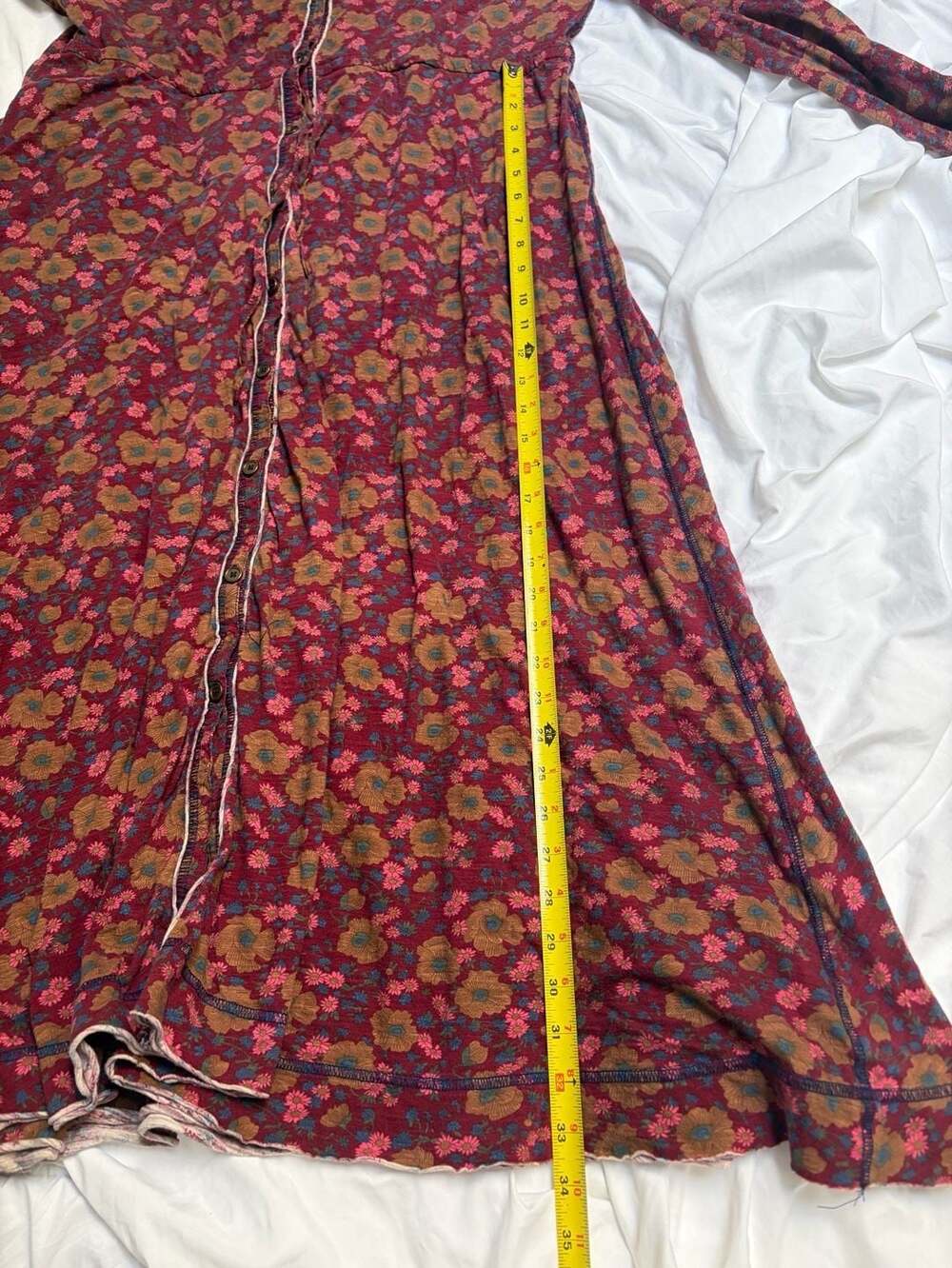 Natural Life Christa Knit Maxi Dress Size L Red Floral Long Sleeve - Picture 8 of 8